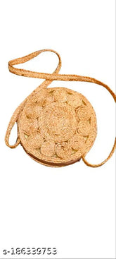 Golden jute sling bag, 10x2x10 inches, self-design, free size, Eco-friendly accessory for women